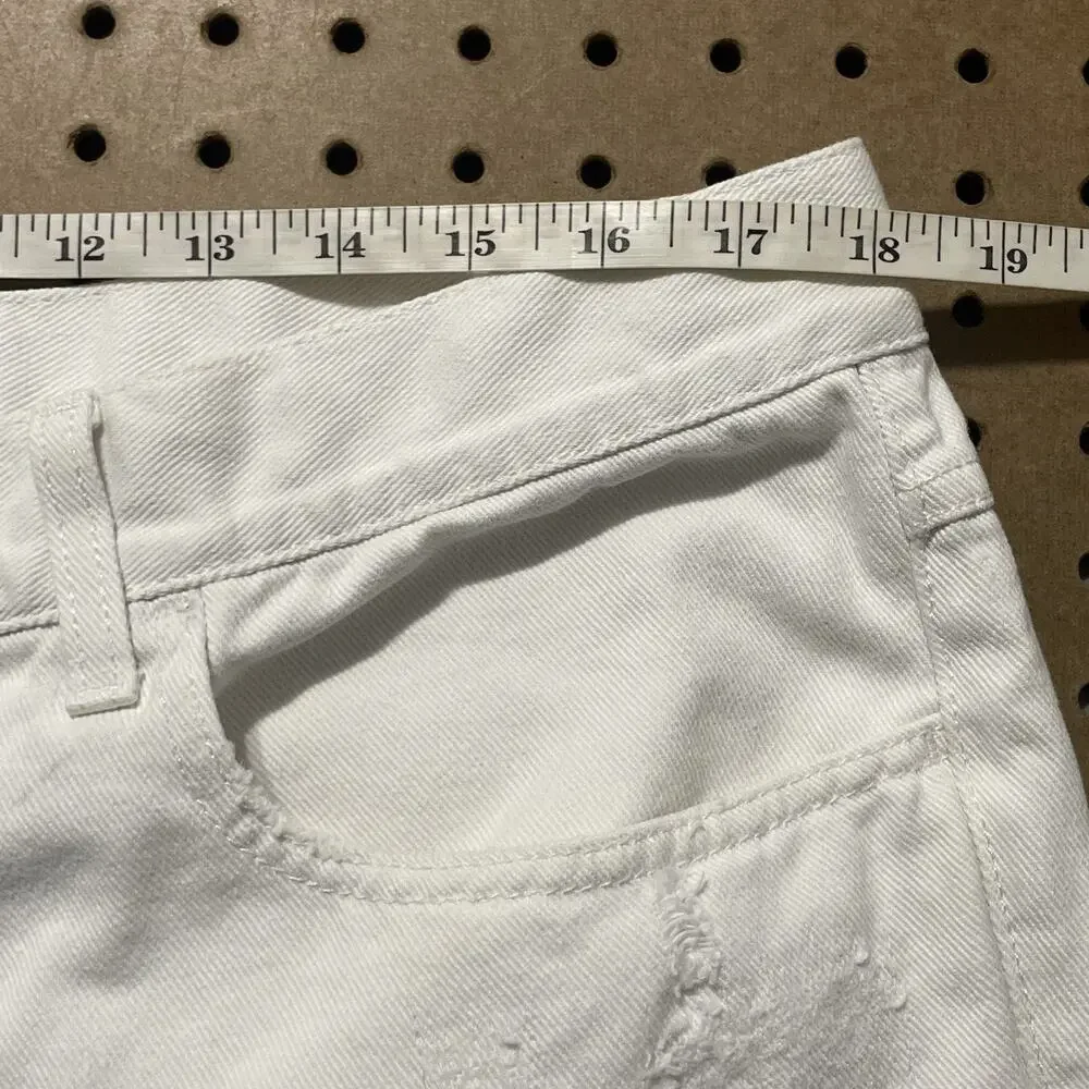 Gucci Jeans Mens 36x29 White Denim Button Fly Straight Distressed Modern Italy